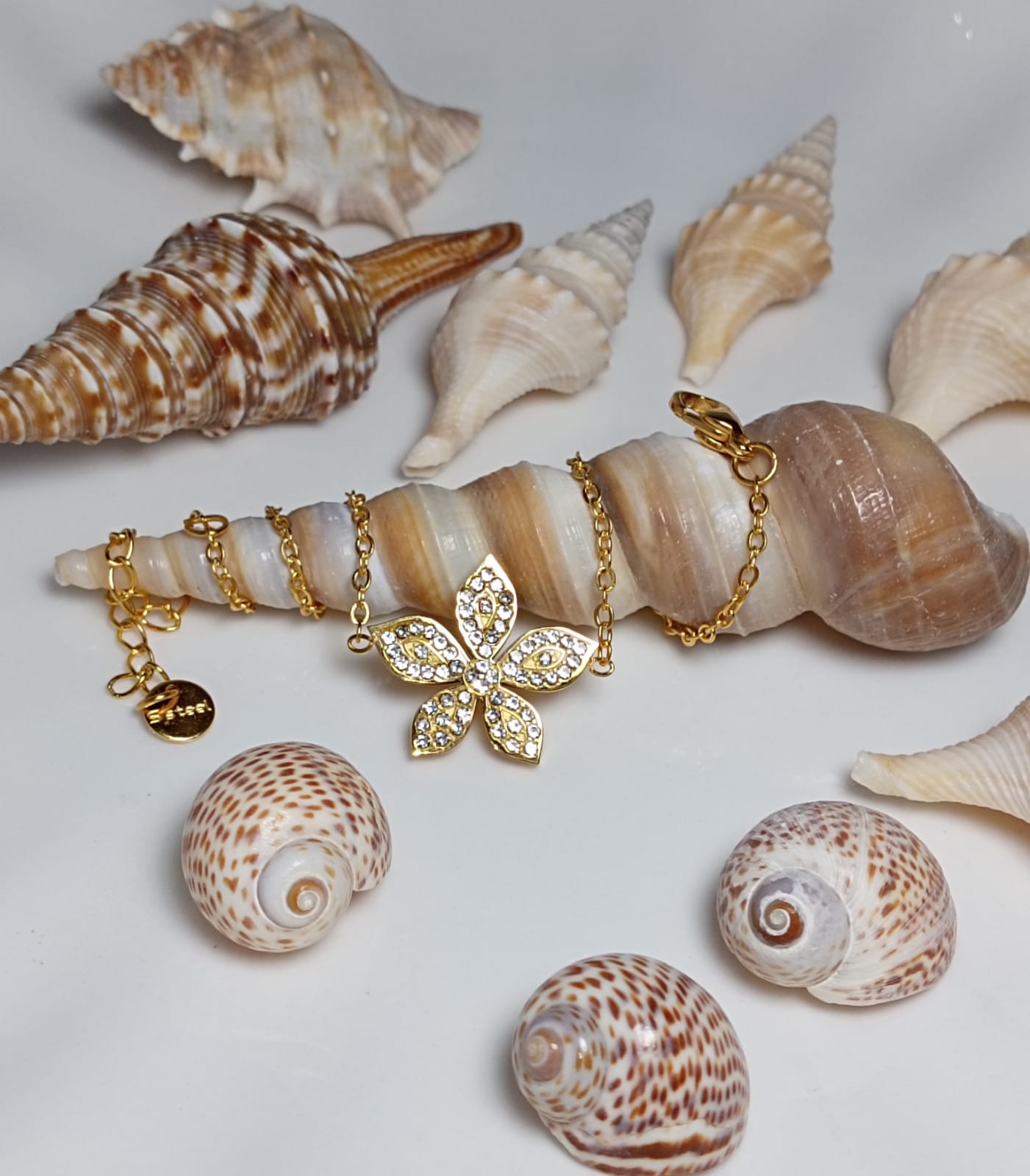 Gold Flower bracelet with Crystal Accents