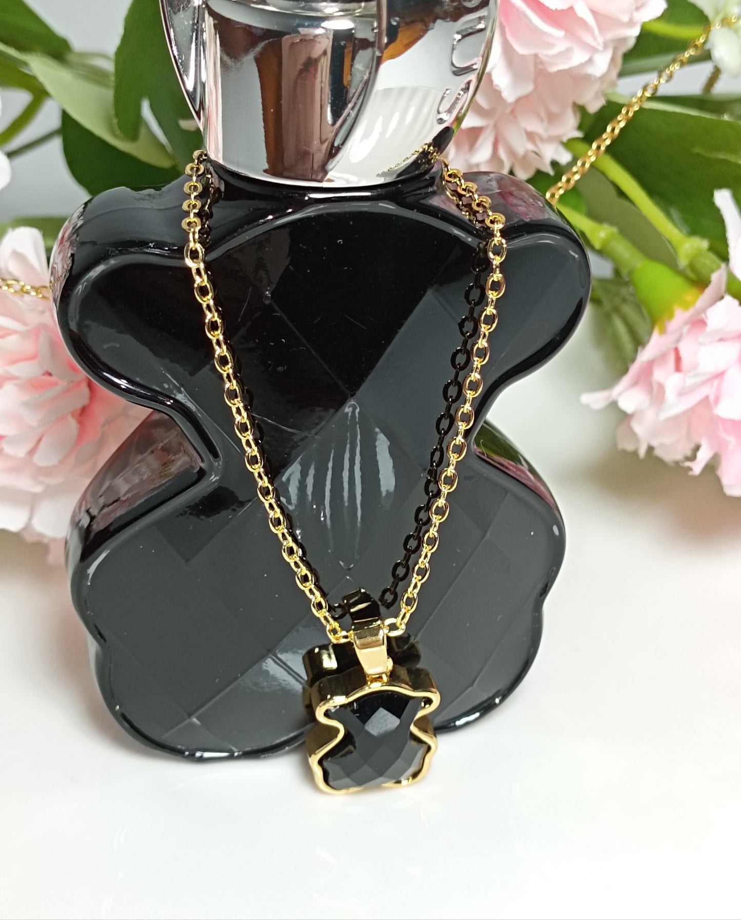 Collares acero de OSITO verde ESMERALDA y OSITO NEGRO