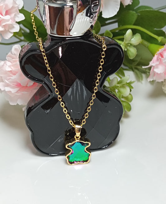 Collares acero de OSITO verde ESMERALDA y OSITO NEGRO